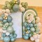 136PCS Dusty Green Blue Balloon Garland Arch Kit Green Ash Mist Green Blue Haze Fog Blue Sand White Gold Balloons for Boho Baby Bridal Shower Wedding Birthday Party Decorations